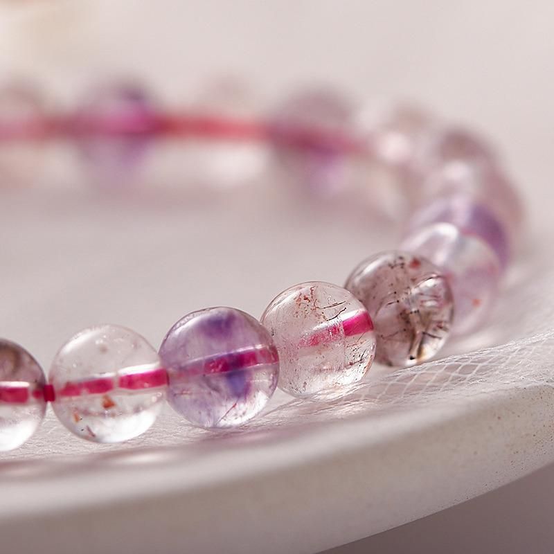 Fashion Jewelry Natural Ice Crystal Translucent Bracelet Purple Titanium Strand