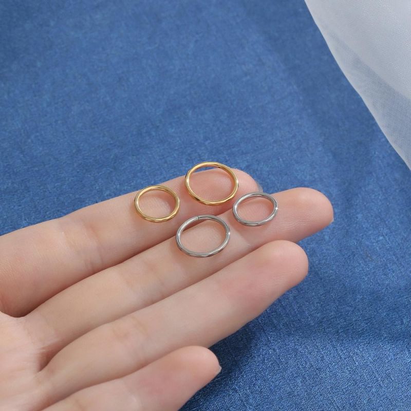 Diamond Nose Rings Hoop-G23 Titanium Hinged Segment Clicker 16g Body Piercing Jewelry