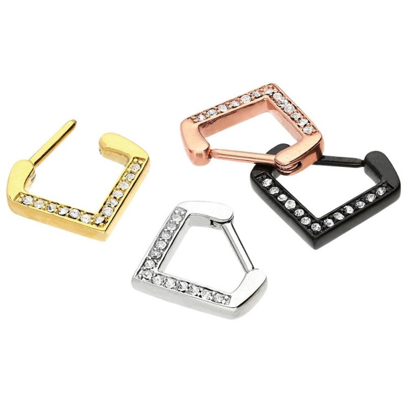 316L Surgical Steel Septum Clicker Nose Piercing Clicker Body Piercing Jewelry V Shape with Crystals
