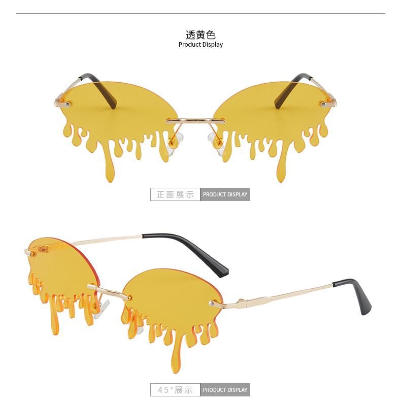 High Fashion Wholesale Sun Glasses Candy Color Funny Tear Shape Rimless Sunglasses