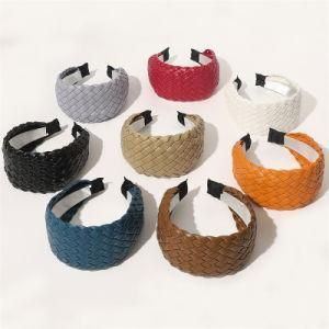 Wholesale New Arrival Pure Handmade PU Weave Headband Oversize Wide Face Wash Headband