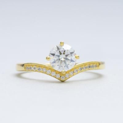 Custom Jewelry Iced out Round 6.5mm 1 Carat Women Wedding Vvs1 Moissanite Ring
