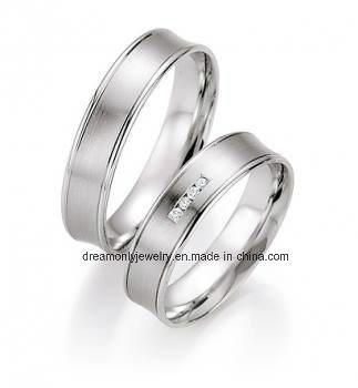 Rhodium Plated Finger Ring Matt Surface Wedding Ring Jewellery Sets