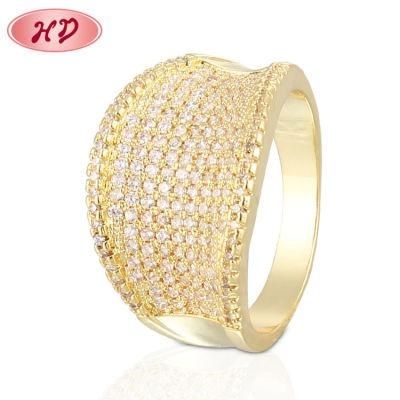 Wholesale Jewellery Fashion 18K Gold Plated Latest Design Made Women Wedding Rings with Zircon
