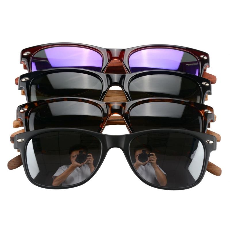 PC Frame Polarized Custom Logo Wood Temple Sun Glasses