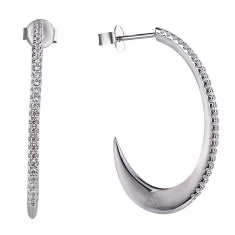925 Silver W Shaped Green Stone Earring for Women