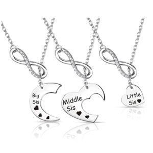 Sister Pendant Necklace Stainless Steel Jewelry Set Gifts