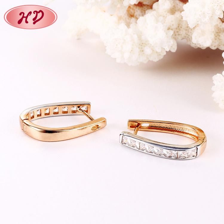 Fashion Women Costume Jewelry 14K 18K Gold Plated Imitation Huggie Hoop Earring with CZ Pearl