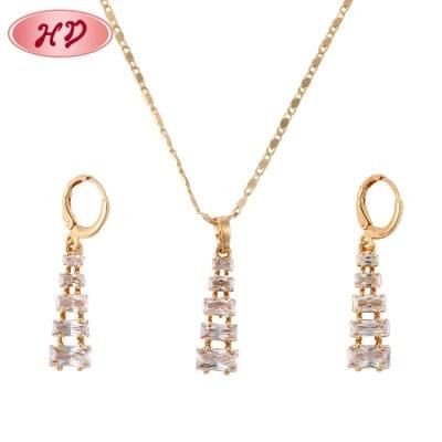 Lady Cubic Zirconia Brass Jewelry 18 K Gold Plated New Fashion Jewelry Set