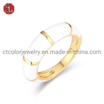 Wholesale High Quality Custom Ring Jewelry 925 Sterling Silver Fashion White Enamel 18k Gold Plated Rings
