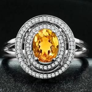 Excellent 925 Sterling Silver Citrine Birthstone Ring