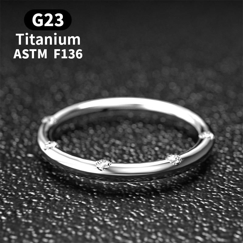 ASTM F136 Titanium Hinged Segment Ring Setting 5 Crystals Body Piercing Jewelry