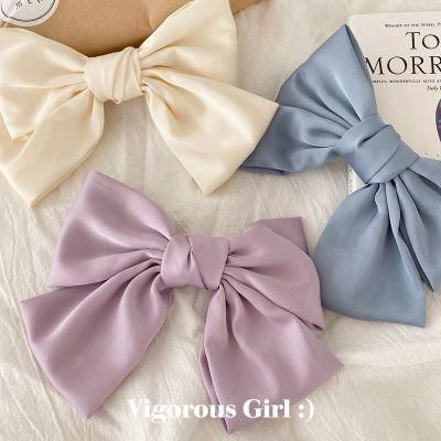 Satin Lolita Girl&prime; S Spring Hair Clip Hair Pin Big Bow Hair Clip