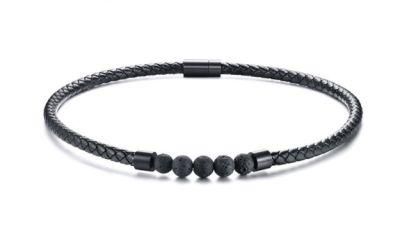 Necklace Wholesale Steel Black Magnet Buckle Volcanic Stone Collar