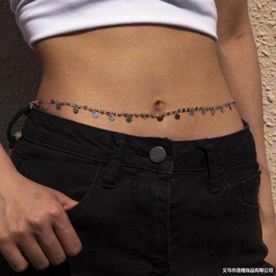 Custom Tassel Jewelry Geometric Trend Metal Body Sexy Simple Disc Single Layer Waist Chain