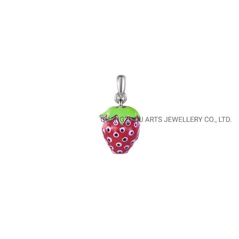 925 Sterling Silver Strawberry Enamel Pendant