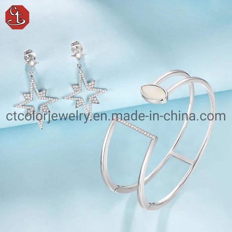 925 Sterling Silver Wholesale Jewelry Bangles Bracelets Ring Necklace Earring Jewelry Set