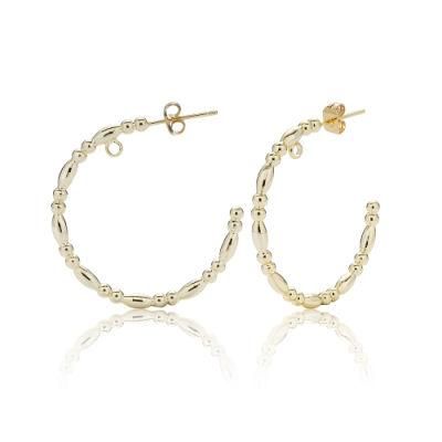 Popular Jewelry 14K Gold Plated Big Circle Hoop Silver Earrings