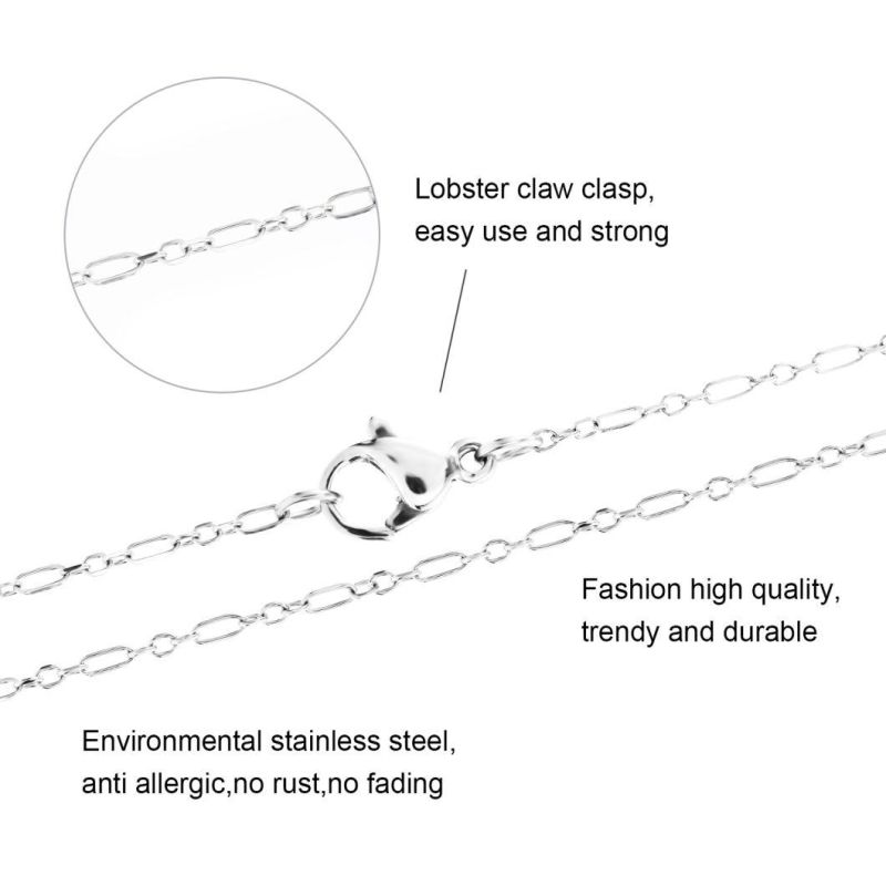 Popular Ladies′ Jewelry Accessories Fashion Silver Color Stainless Steel Figaro Cable Chains Anklet Bracelet Necklace with Clasp