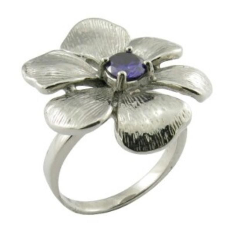 Fashion Women Stainless Steel Flower Diamond Ring