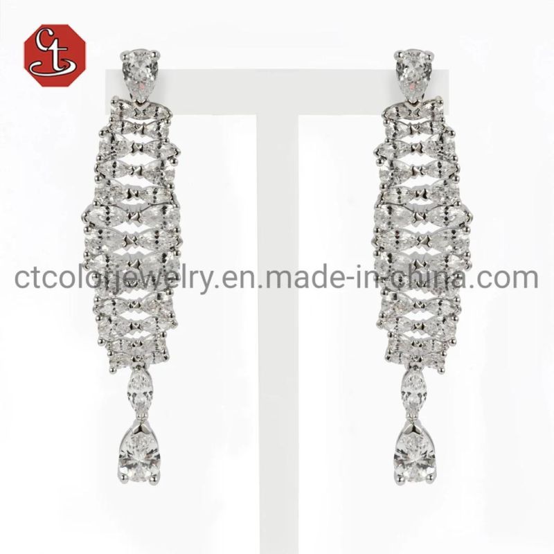 Luxury Brass Jewelry 925 Sterling Silver Earrings Cubic Zircon Jewelry Sets