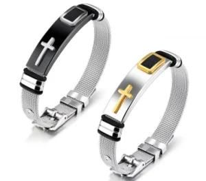 Classic Cross Bracelet Men Jewelry Stainless Steel Mesh Length Adjustable Black/Gold Color Fashion Mens Jewellery Bracelets