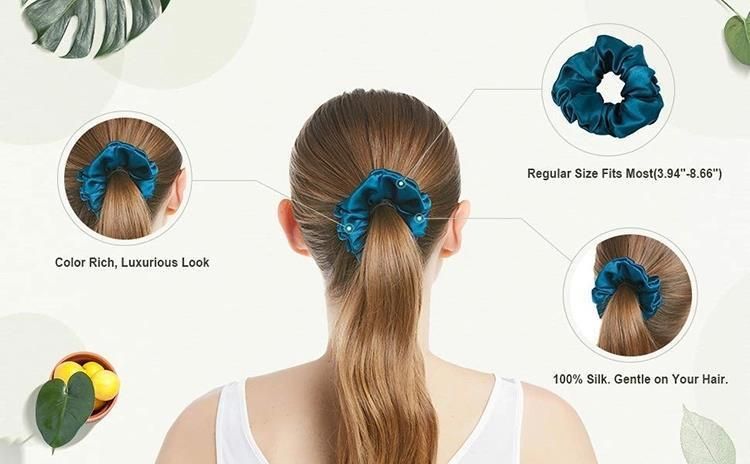 Non-Toxic 100% Silk Scrunchies for Hair Elastic Hair Bands