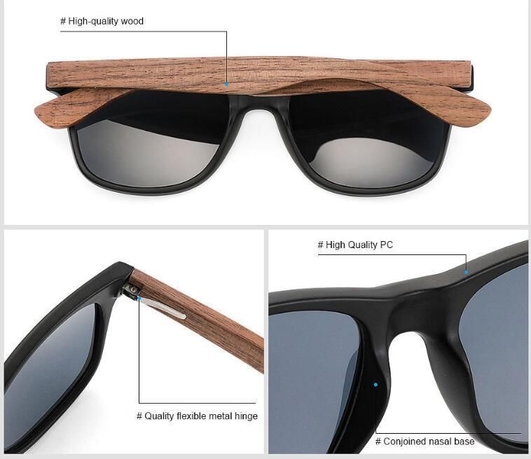 2021 New Style Fashion Outdoor Sport Sunglasses with Black Walnut Wood Leg (JM174C)