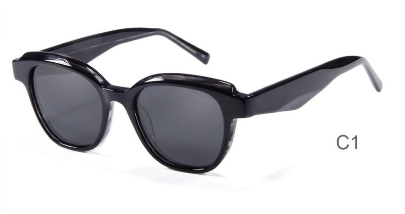 Wholesale Round Chamfer Shape Vintage Unisex Fashion Unisex UV400 Polarized Acetate Sunglasses