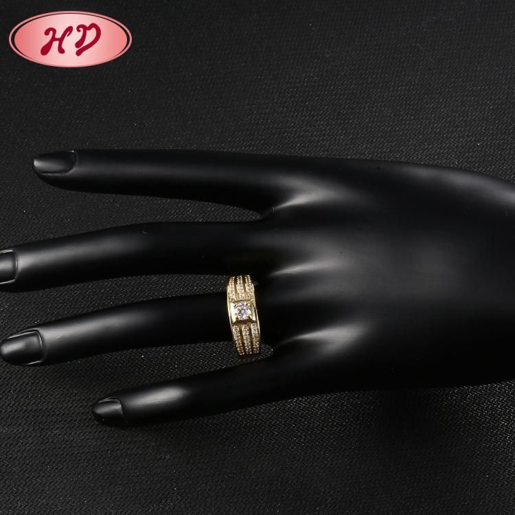 Fashion Engagement Wedding Jewelry 18K Gold Plated Stainless Steel Silver Man Finger Rings Design