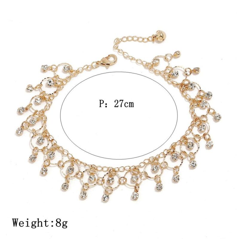 New Jewelry Fashion Beach Dance Yoga Anklet Simple Rhinestone Tassel Foot Ornaments for Women