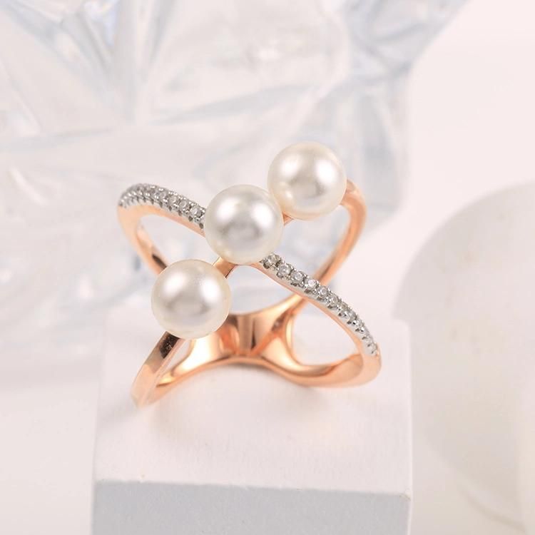 925 Silver Fashion Accessories Three Pearl Ball Shining Cubic Zirconia Lab Diamond 18K Gold Plated Fashion Jewelry Women Jewelry Fine Earrings