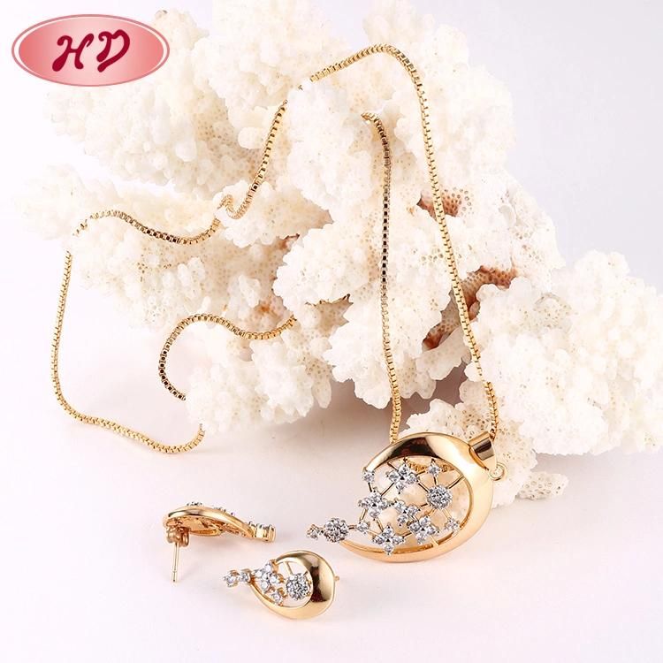 18K Gold Plated Brass Copper Alloy Women CZ Jewelry Sets