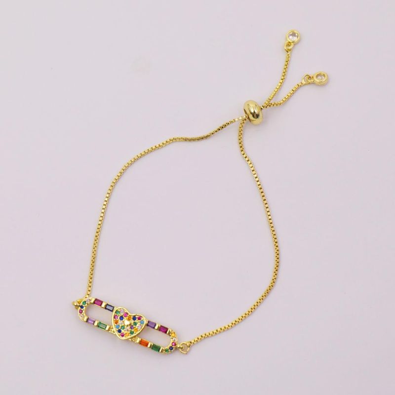 Adjustable Chain Bracelet 18K Gold Plated Fashion Charm Bangle Jewelry