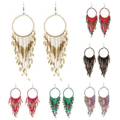 Hot Selling Jewelry Bohemian Bead Tassel Pendant Earrings