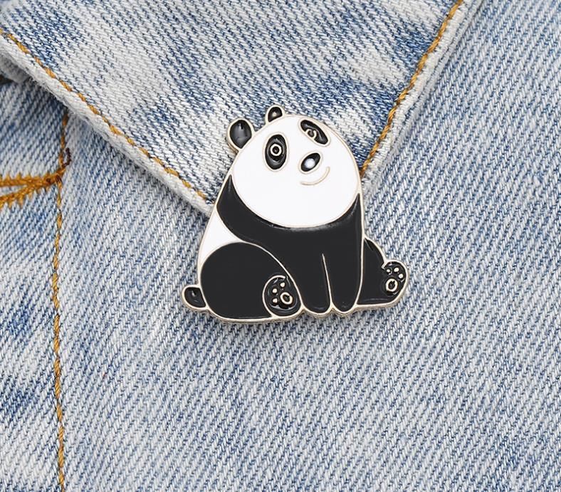 Cartoon Cute Sitting Cute Little Panda Brooch Cowboy Brooch