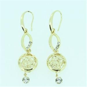 Double Sides Rose Flower CZ Hook Earring (A07677E1S)