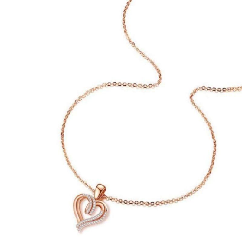 Newest Designer Gold Silver Plated Crystal Diamond Heart Pendant Necklace Jewelry