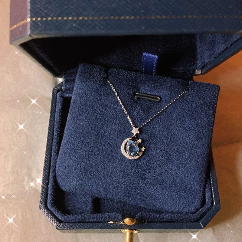 Luxury 18K Gold Diamond Inlaid Aquamarine Necklace