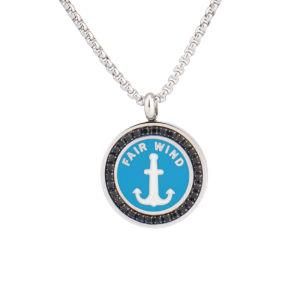 Stainless Steel Round Bead Round Brand Pendant Necklace