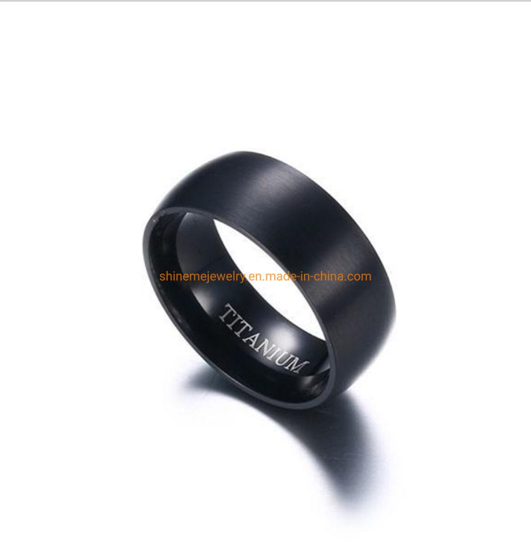 Factory Wholesale Fashion Jewelry Men Rings Solid Titanium Jewelry Fashion Men′s Rings Classic Black Titanium Rings Tr1996