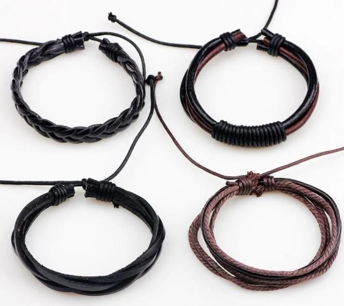 Western Fashion Jewelry Vintage Handmade Woven Cowhide Simple Leather Bracelet