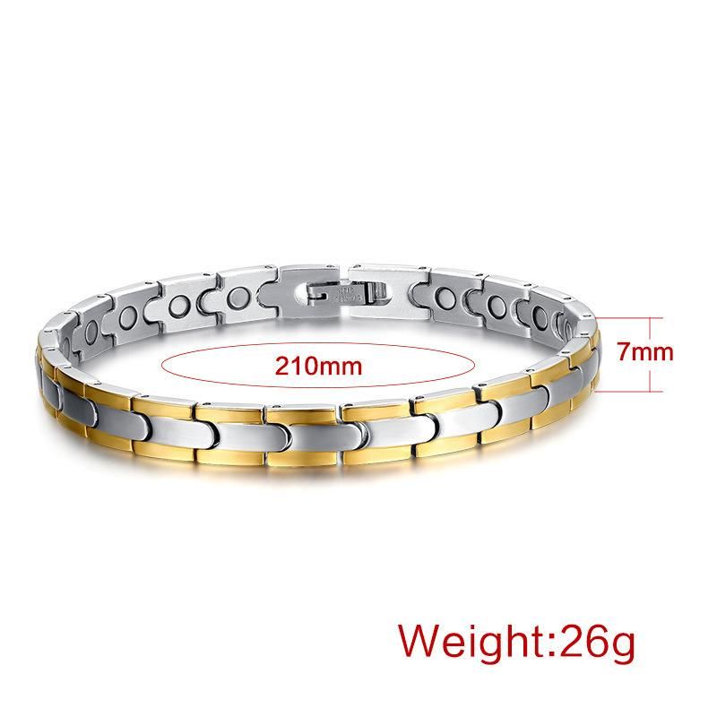 Health Care Women and Men Fashionable Bio Energy Magnetic Stainless Steel Gold Bracelets