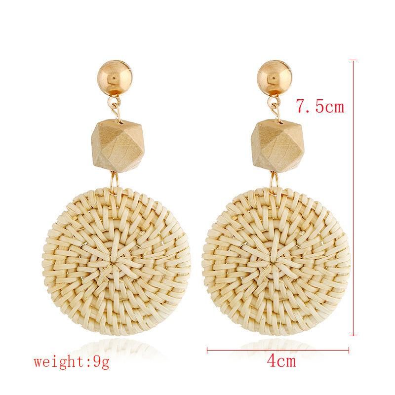 Bohemia Rattan Straw Wicker Braid Fashion Jewelry Handmade Earrings