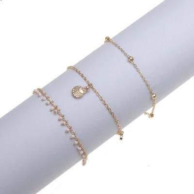 Fashion Personality Ancient Carved Three-Layer Tassel Five-Pointed Star Anklet Foot Decoration Female Beach Anklet