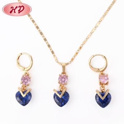 Fashion 18K Gold Plated Costume Imitation Charm Jewelry with Earring, Pendant, Necklace Sets