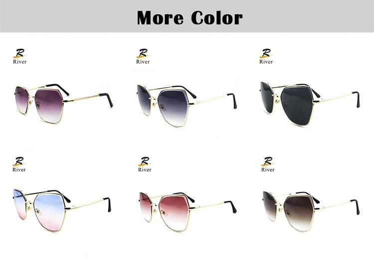 Hot Sale Custom Logo Stock Trimmed Metal Frame Women Sunglasses