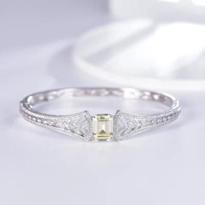 Rhodium Plating Wedding Jewelry 925 Sterling Silver White Zircon Bracelet