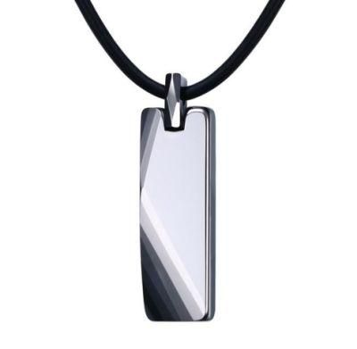 Tungsten Steel Pendant Wholesale Simple Smooth Men&prime; S Rectangular Geometric Pendant