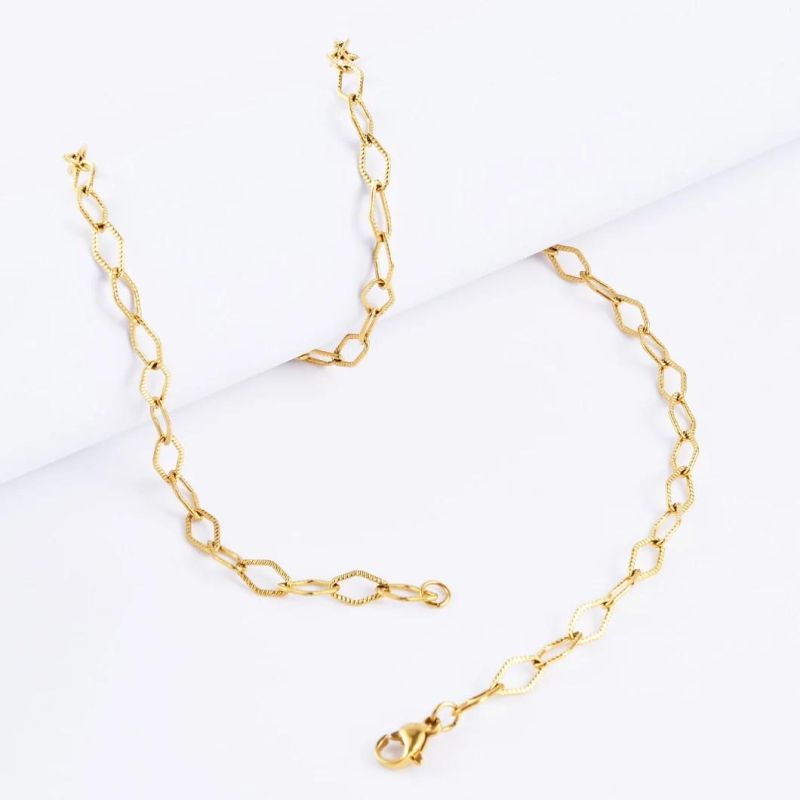 Fashion Gold Plated Jewelry Accessories Prismatic Embossed Chain for Necklaces Bracelets Anklets Custom
